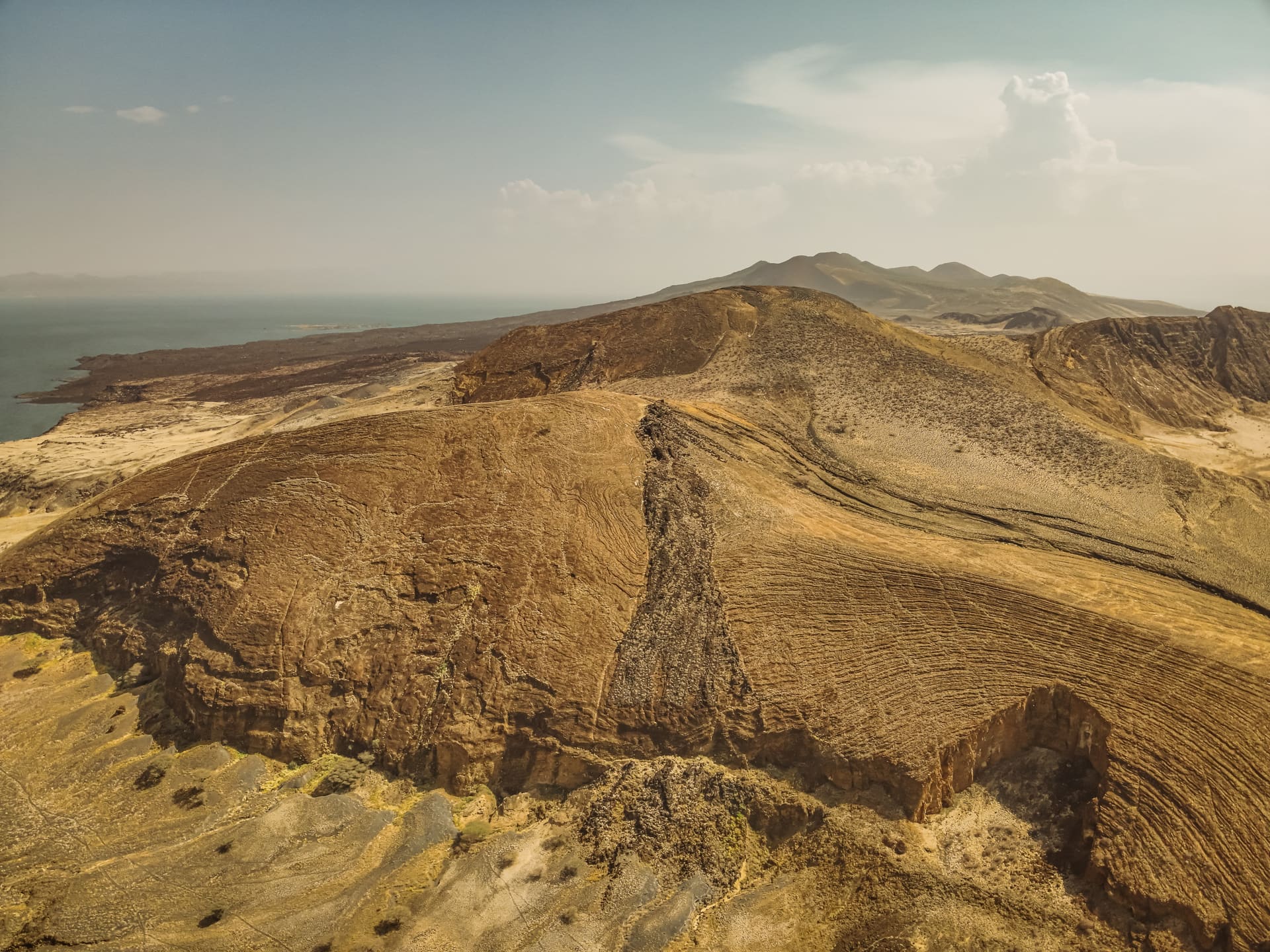Sibiloi National Park from the air — Lake Turkana shoreline